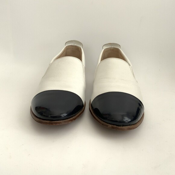 Gravati Loafers Size 6.5M White Blue All Leather Hand Made Cap-toe Italy - Picture 4 of 12